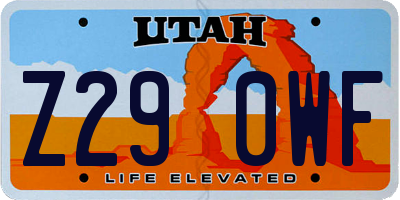 UT license plate Z290WF