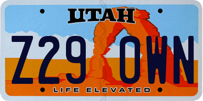 UT license plate Z290WN