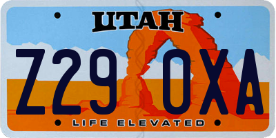 UT license plate Z290XA