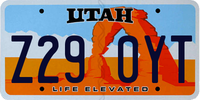 UT license plate Z290YT