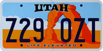 UT license plate Z290ZT