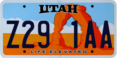 UT license plate Z291AA