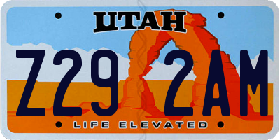 UT license plate Z292AM