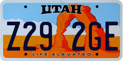 UT license plate Z292GE