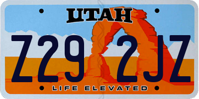 UT license plate Z292JZ