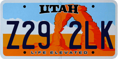 UT license plate Z292LK