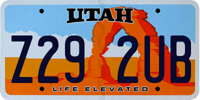 UT license plate Z292UB