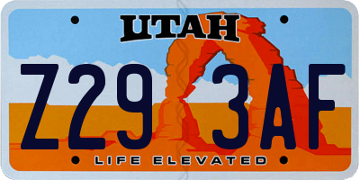 UT license plate Z293AF