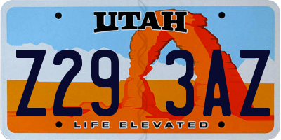 UT license plate Z293AZ