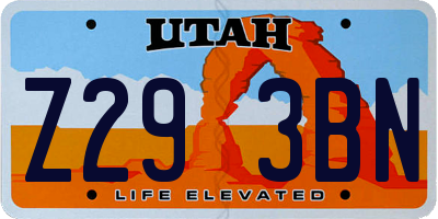 UT license plate Z293BN