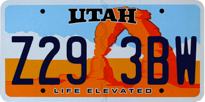 UT license plate Z293BW