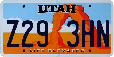 UT license plate Z293HN