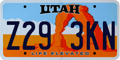 UT license plate Z293KN