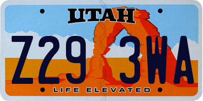 UT license plate Z293WA