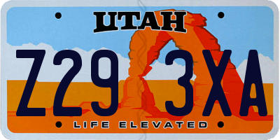 UT license plate Z293XA