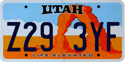 UT license plate Z293YF