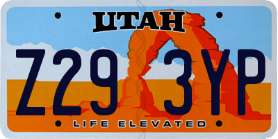 UT license plate Z293YP