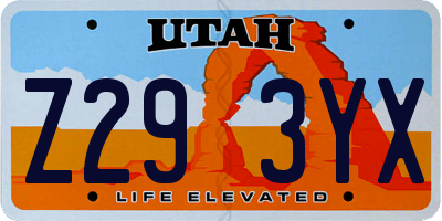 UT license plate Z293YX