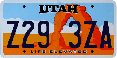 UT license plate Z293ZA