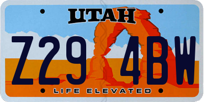 UT license plate Z294BW
