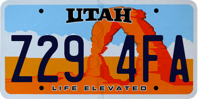UT license plate Z294FA