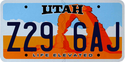 UT license plate Z296AJ