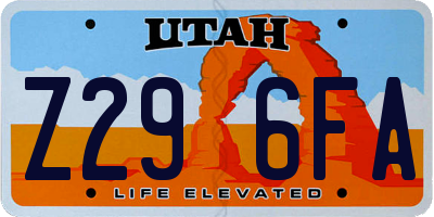 UT license plate Z296FA
