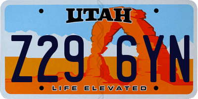 UT license plate Z296YN