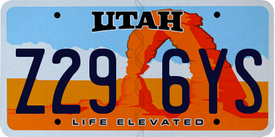 UT license plate Z296YS