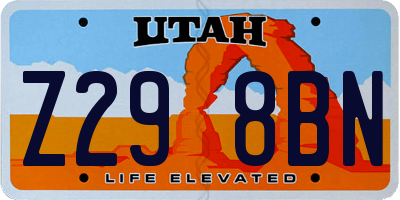 UT license plate Z298BN