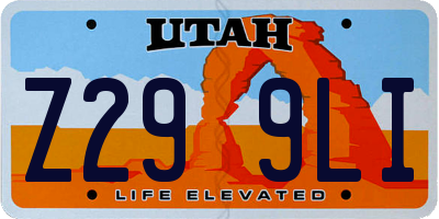UT license plate Z299LI
