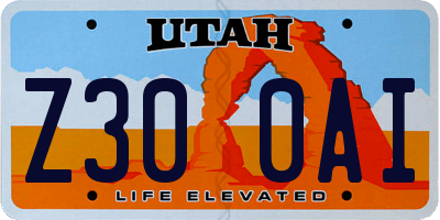 UT license plate Z300AI