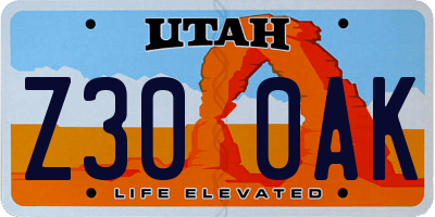 UT license plate Z300AK