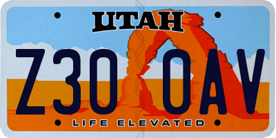 UT license plate Z300AV