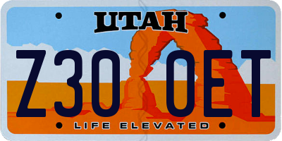 UT license plate Z300ET