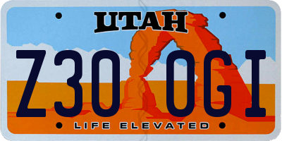 UT license plate Z300GI