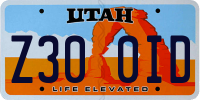 UT license plate Z300ID