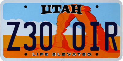 UT license plate Z300IR