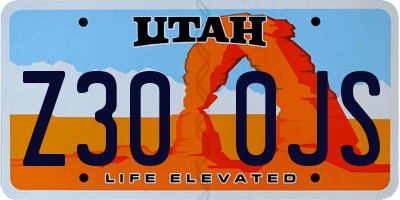 UT license plate Z300JS