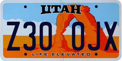 UT license plate Z300JX