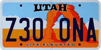 UT license plate Z300NA