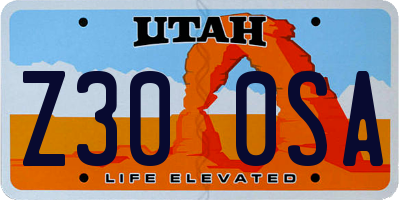 UT license plate Z300SA