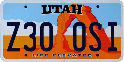 UT license plate Z300SI