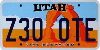 UT license plate Z300TE