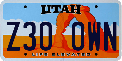 UT license plate Z300WN