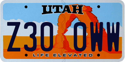 UT license plate Z300WW