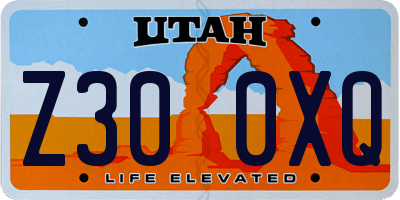 UT license plate Z300XQ