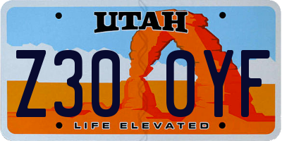 UT license plate Z300YF