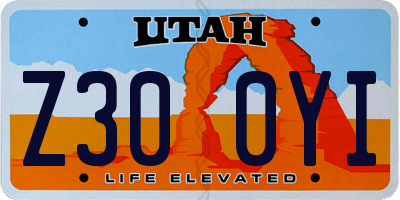 UT license plate Z300YI