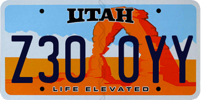 UT license plate Z300YY